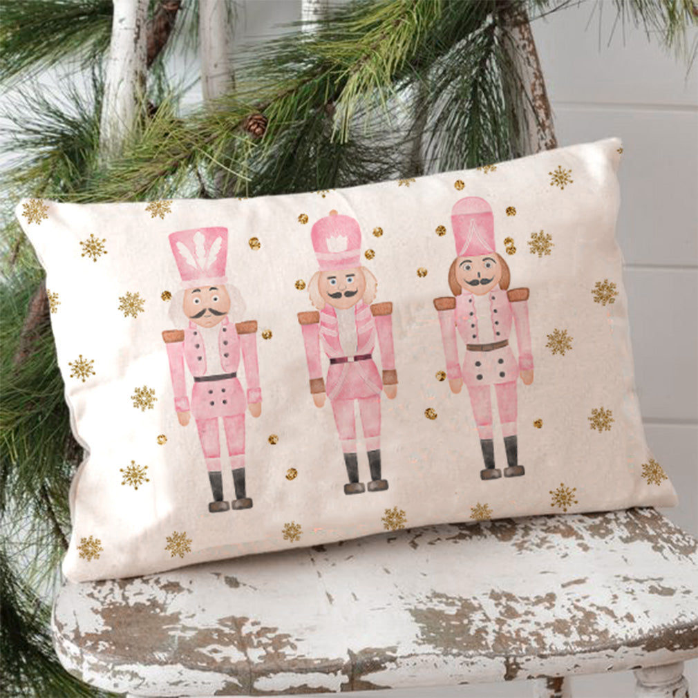 Pink Nutcracker Christmas Pillow Covers 12x20 Modern Farmhouse Christmas Decorations Christmas Lumbar Pillows Decorative Throw Pillows Cases Winter Holiday Decor for Couch Living Room