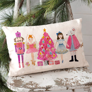 Christmas Throw Pillow Cover 12x20 Inch Pink Nutcracker Christmas Decor Christmas Tree Party Decorations Indoor Winter Holiday Lumbar Decorative Cushion Case for Home Living Room Sofa Couch