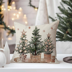 Christmas Pillow Covers 18x18 Set of 4 Gingerbread House Christmas Tree Decorations Neutral Christmas Decor Merry and Bright Winter Holiday Decorative Throw Pillow Cases for Home Room Couch