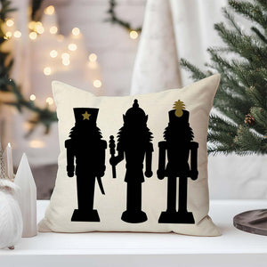 Christmas Pillow Covers 18x18 Set of 4 Nutcracker Snowflake Christmas Tree Black and White Modern Farmhouse Decor Winter Holiday Decorative Throw Pillow Case Decorations for Home Couch