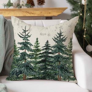 hristmas Pillow Covers 18x18 Inch Set of 2 Green Christmas Tree Forest Outdoor Farmhouse Christmas Decorations Xmas Winter Holiday Rustic Decorative Throw Pillow Cases for Couch Home Decor