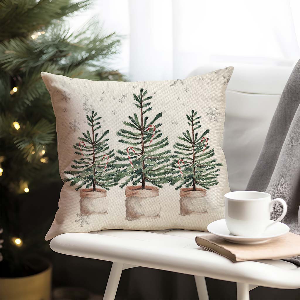 Christmas Pillow Covers 18x18 Set of 4 Christmas Tree Gloves Neutral Christmas Decor Outdoor Xmas Winter Holiday Beige Decorative Throw Pillow Case Home Decorations for Living Room Couch