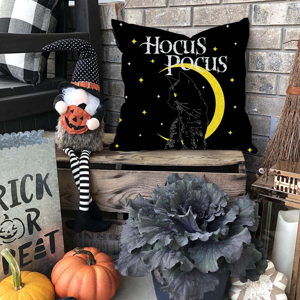 PANDICORN Black Cat Halloween Hocus Pocus Pillow Covers Moon Halloween Pillow Decorative Throw Pillow