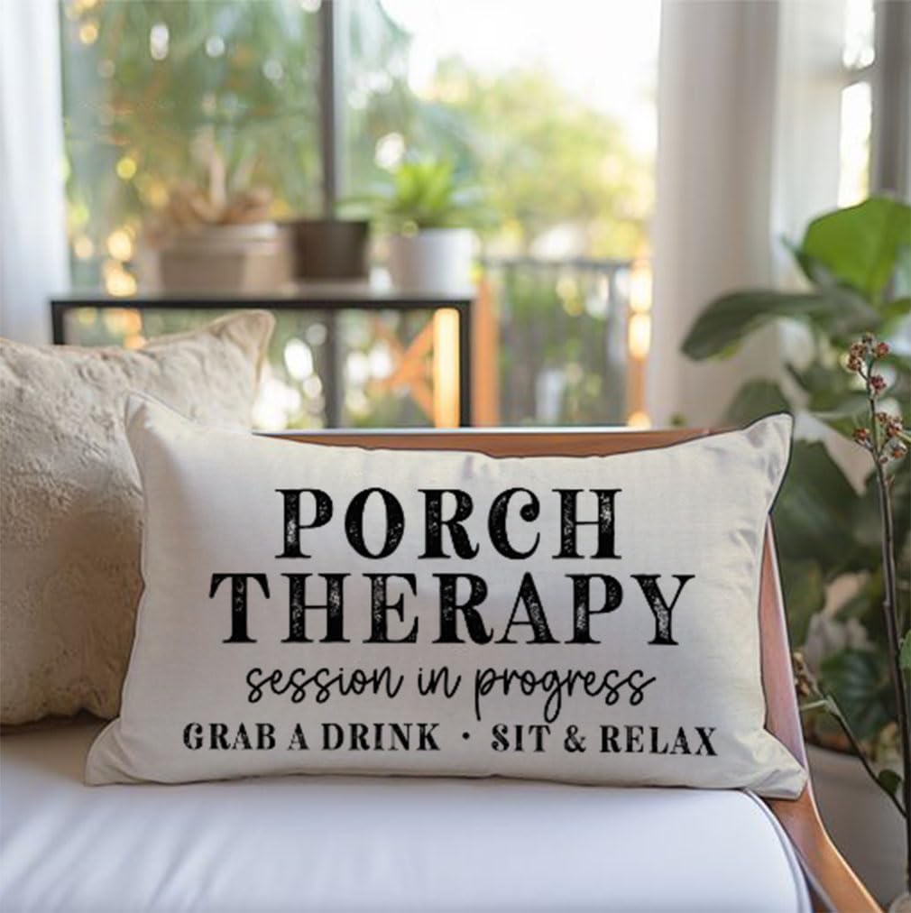 PANDICORN Porch Therapy Throw Pillow Covers 12x20 Inch for Front Porch Patio Decor Decorations