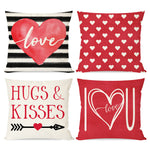 Valentines Day Pillow Covers 18X18 Set of 4 Red Black Stripes Heart I Love You for Valentines Decor Outdoor Anniversary Valentine Decorative Throw Pillows Cushion Case Decorations for Couch