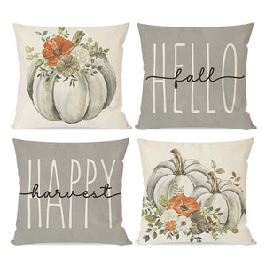 PANDICORN Grey Fall Pillow Covers 18x18 Set of 4 Pumpkin Floral Fall Decor Outdoor