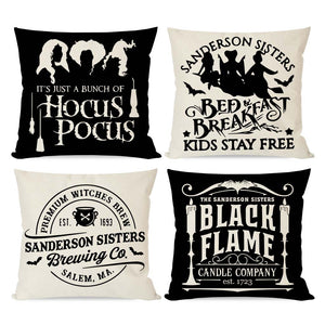 PANDICORN Black Halloween Hocus Pocus Pillow Covers 18x18 Set of 4 Sanderson Sisters Halloween Decorations Outdoor