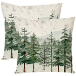 Christmas Pillow Covers 18x18 Inch Set of 2 Christmas Tree Decorative Throw Pillow Cases Natural Forest Green Winter Holiday Xmas Decorations Indoor for Home Bedroom Living Room Couch Decor