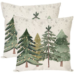 Christmas Tree Pillow Covers 18x18 Inch Set of 2 Farmhouse Christmas Decor Winter Holiday Decorative Throw Pillow Cases Xmas Party Decorations Outdoor for Front Porch Home Room Sofa Couch