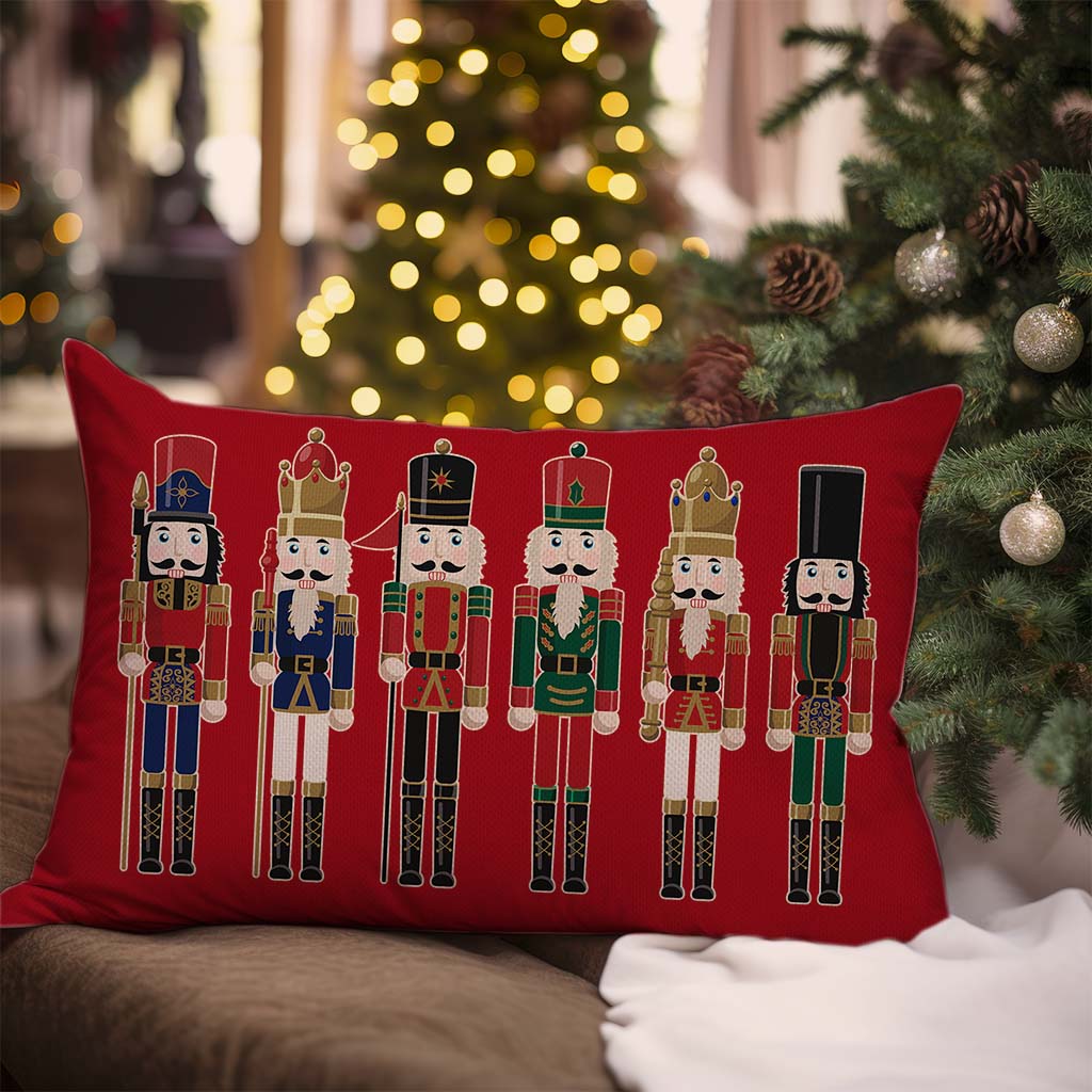 Christmas Throw Pillow Cover 12x20 Inch Nutcracker Christmas Decor Red Outdoor Xmas Party Decorations Winter Holiday Lumbar Decorative Cushion Case for Home Room Sofa Couch Porch