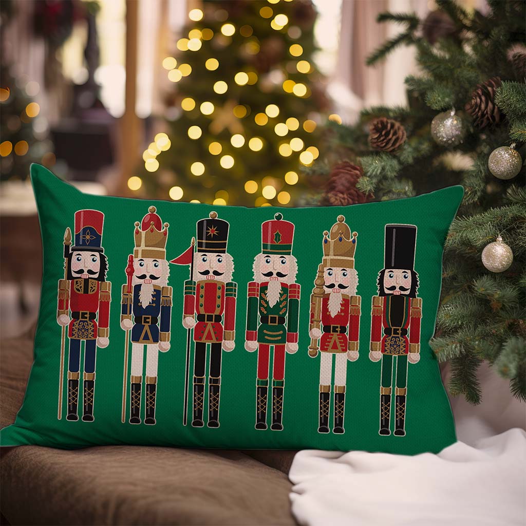 Christmas Throw Pillow Cover 12x20 Inch Nutcracker Christmas Decor Green Outdoor Xmas Party Decorations Winter Holiday Lumbar Decorative Throw Pillow Case for Home Living Room Sofa Couch