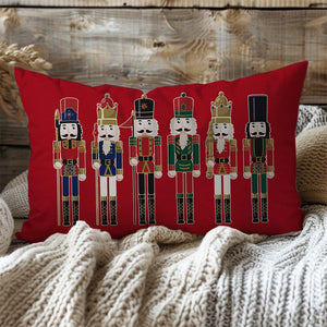 Christmas Throw Pillow Cover 12x20 Inch Nutcracker Christmas Decor Red Outdoor Xmas Party Decorations Winter Holiday Lumbar Decorative Cushion Case for Home Room Sofa Couch Porch