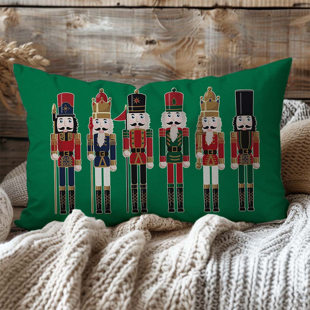 Christmas Throw Pillow Cover 12x20 Inch Nutcracker Christmas Decor Green Outdoor Xmas Party Decorations Winter Holiday Lumbar Decorative Throw Pillow Case for Home Living Room Sofa Couch