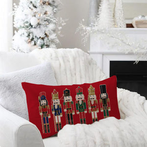 Christmas Throw Pillow Cover 12x20 Inch Nutcracker Christmas Decor Red Outdoor Xmas Party Decorations Winter Holiday Lumbar Decorative Cushion Case for Home Room Sofa Couch Porch