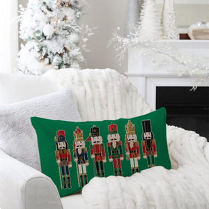 Christmas Throw Pillow Cover 12x20 Inch Nutcracker Christmas Decor Green Outdoor Xmas Party Decorations Winter Holiday Lumbar Decorative Throw Pillow Case for Home Living Room Sofa Couch