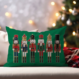 Christmas Throw Pillow Cover 12x20 Inch Nutcracker Christmas Decor Green Outdoor Xmas Party Decorations Winter Holiday Lumbar Decorative Throw Pillow Case for Home Living Room Sofa Couch