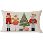 Christmas Throw Pillow Cover 12x20 Inch Red and Green Nutcracker Christmas Decor Outdoor Xmas Party Decorations Winter Holiday Lumbar Decorative Throw Pillow Case for Home Sofa Couch