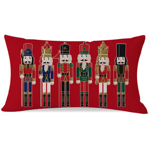 Christmas Throw Pillow Cover 12x20 Inch Nutcracker Christmas Decor Red Outdoor Xmas Party Decorations Winter Holiday Lumbar Decorative Cushion Case for Home Room Sofa Couch Porch