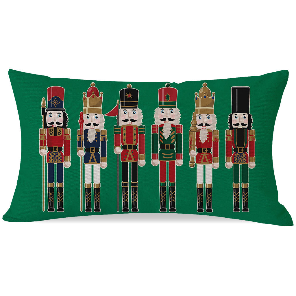 Christmas Throw Pillow Cover 12x20 Inch Nutcracker Christmas Decor Green Outdoor Xmas Party Decorations Winter Holiday Lumbar Decorative Throw Pillow Case for Home Living Room Sofa Couch