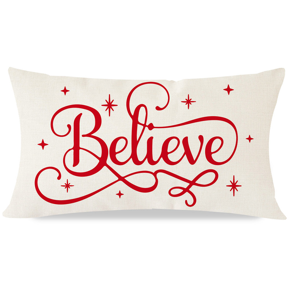 Christmas Pillow Covers 12x20 Inch Believe Farmhouse Christmas Decorations Christmas Lumbar Pillows Decorative Throw Pillows Cases Winter Holiday Decor for Home Couch Living Room