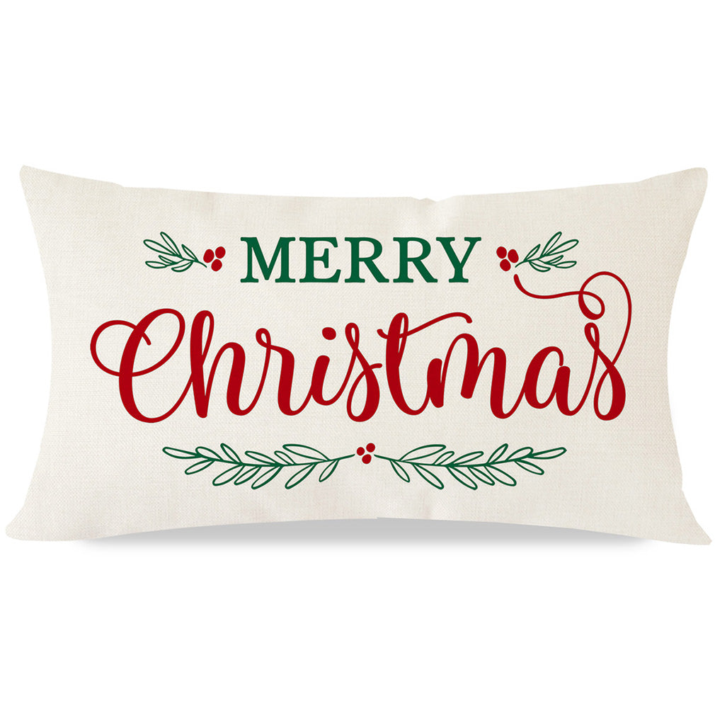 Merry Christmas Pillow Covers 12x20 Inch Farmhouse Christmas Decorations Lumbar Christmas Pillows Christmas Decorative Throw Pillows Cases Winter Holiday Decor for Sofa Couch Living Room