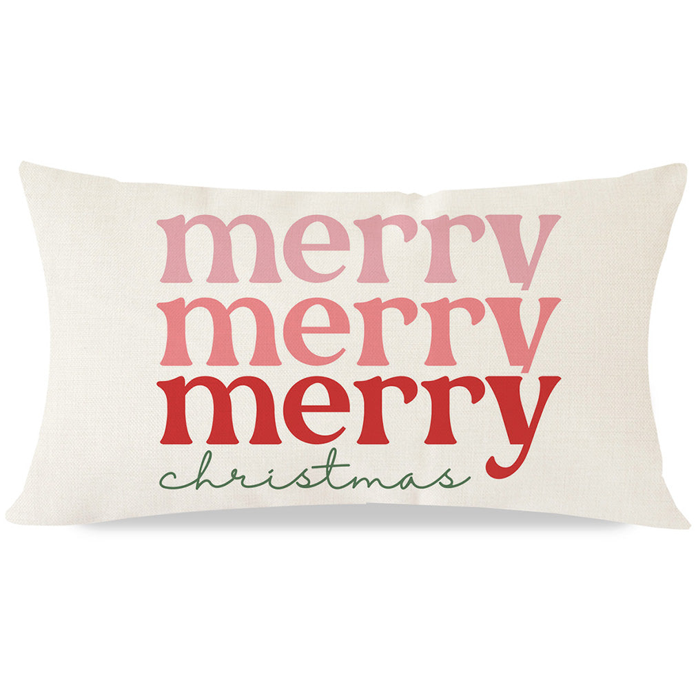 Merry Christmas Pillow Covers 12x20 Modern Farmhouse Pink Christmas Decor Xmas Winter Holiday Lumbar Decorative Throw Pillow Cases Decorations for Home Living Room Sofa Couch Chair