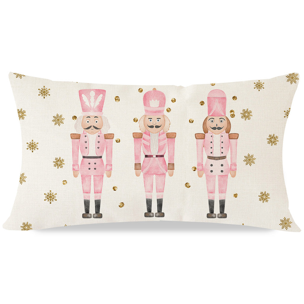 Pink Nutcracker Christmas Pillow Covers 12x20 Modern Farmhouse Christmas Decorations Christmas Lumbar Pillows Decorative Throw Pillows Cases Winter Holiday Decor for Couch Living Room