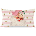 Christmas Pillow Covers 12x20 Inch Pink Vintage Santa Claus Christmas Decorations Retro Farmhouse Winter Holiday Lumbar Decorative Throw Pillow Cases for Home Sofa Couch Bedroom Decor