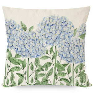 Blue Hydrangea Throw Pillow Covers 18x18 Inch Bless This Home Sweet Home Flower Welcome Spring Summer Decor Set of 4 Farmhouse Decorative Throw Pillows Cases Outdoor Decorations