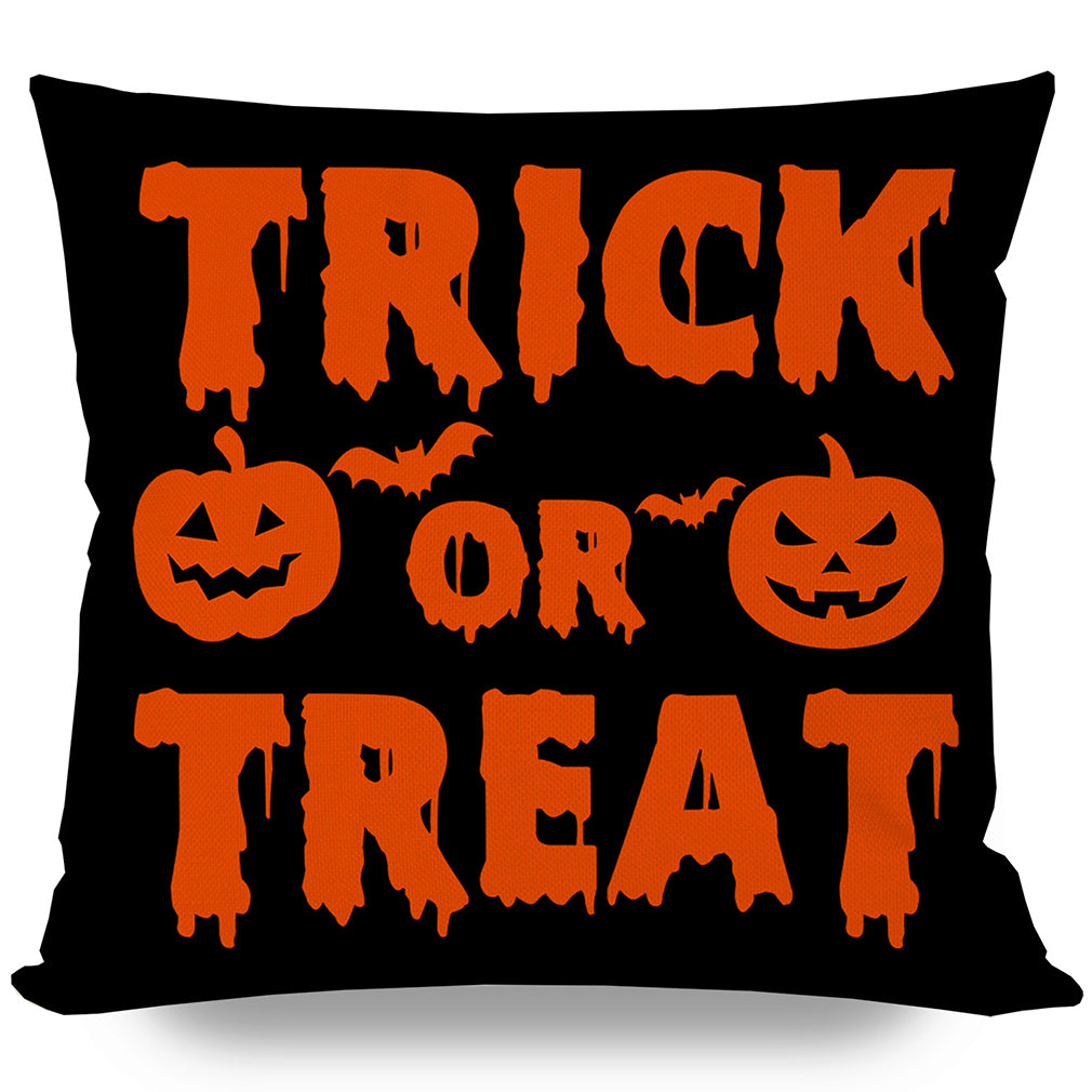 PANDICORN Burnt Orange Happy Halloween Pillows Covers 18x18 Set of 4, Black Cat Trick or Treat Trick or Treat, Fall Decorative Throw Pillow Cases