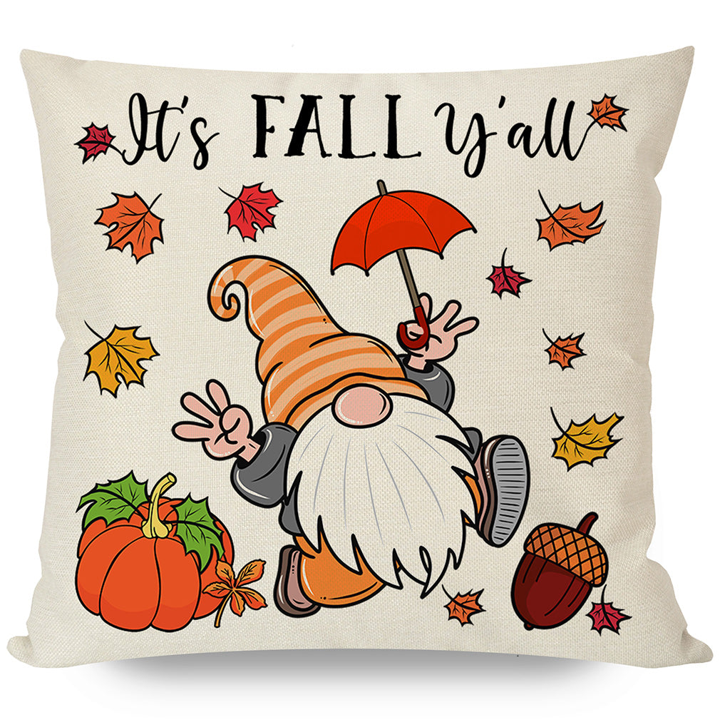 PANDICORN Leopard Fall Pillow Covers 18x18 Set of 4, Farmhouse Orange Pumpkins Gnomes Red Truck Maple Leaves, Autumn Thanksgiving Throw Pillow Cases
