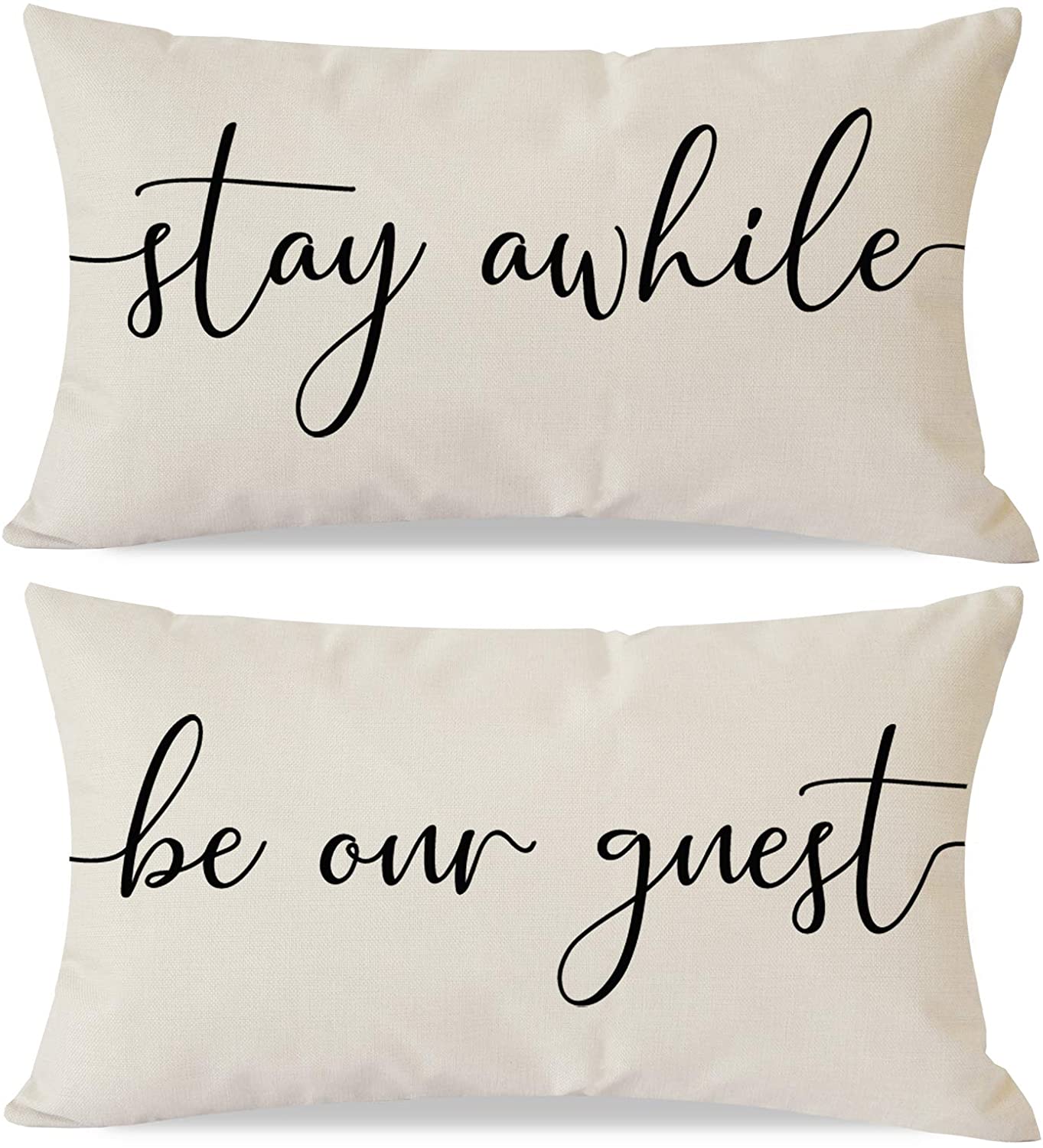 PANDICORN Farmhouse Pillow Covers 18x18 with Words Welcome to Our Porc