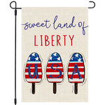 4th Fourth of July American Garden Flag 12x18 Double Sided, Stars and Stripes Summer Popsicle American Flag