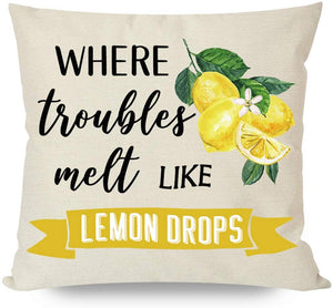 Farmhouse Lemon Pillow Covers for Home Decor, Black Buffalo Plaid Truck Lemonade, Vintage Summer