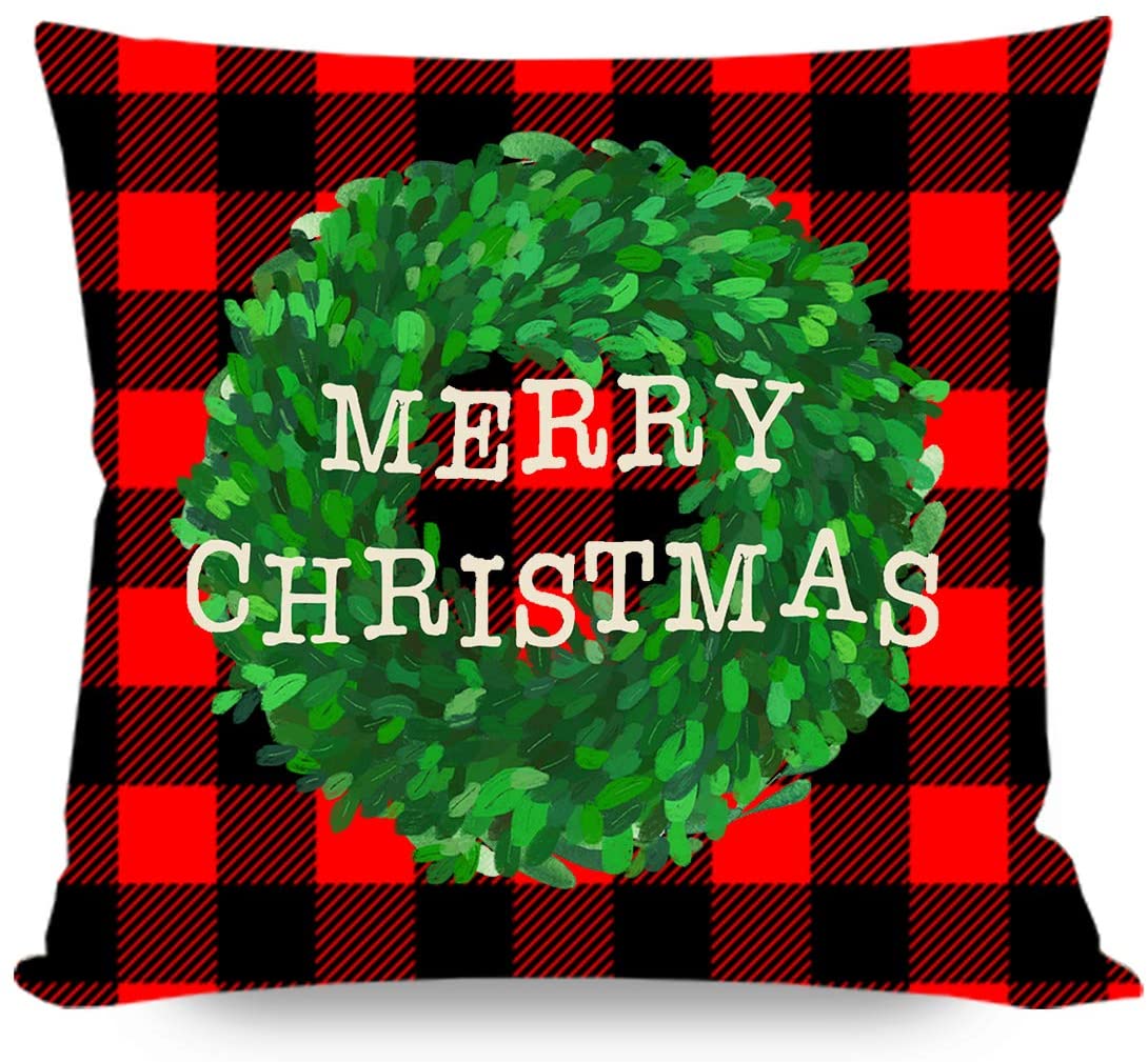 Red And Black Buffalo Plaid Christmas Pillow Covers 18x18 - Temu