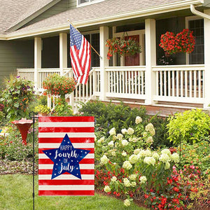 Happy 4th Fourth of July American Garden Flag 12x18 Double Sided, Patriotic Stars and Stripes US Flag