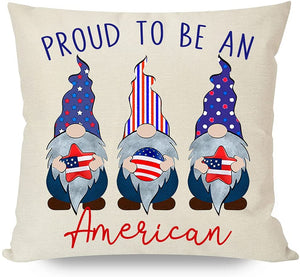 4th Fourth of July American Flag Pillow Covers 18x18 Set of 4, US Memorial Independence Day