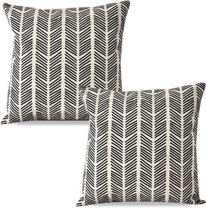 PANDICORN African Mudcloth Black and Cream Pillow Covers 18x18, Geometric Throw Pillow Cases