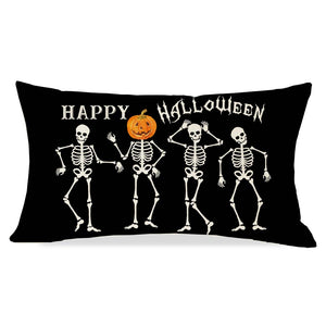 PANDICORN Dancing Skeleton Black Halloween Pillow Cover Happy Halloween Jack-O-Lantern